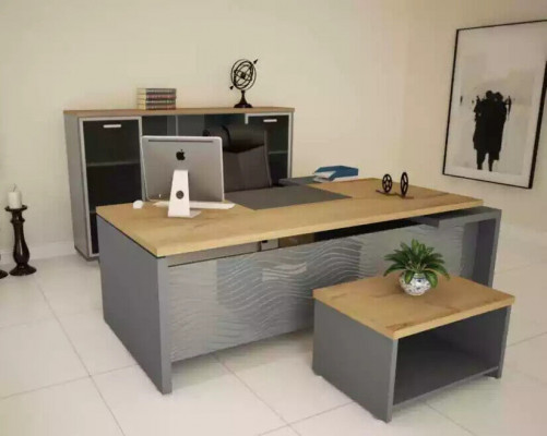 Hochwertiges, modernes Büro-Set aus robustem Holz in elegantem Stil 