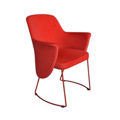 Modern Esszimmerstuhl Stuhl Küchenstuhl Sessel Sitzer Stoff Modern Holz Rot