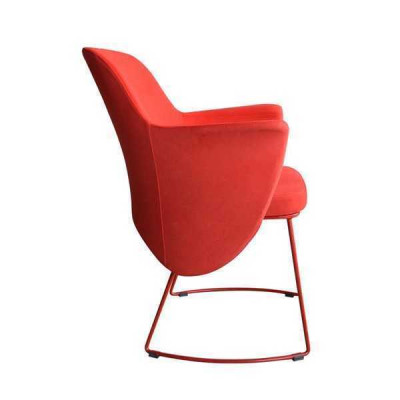 Modern Esszimmerstuhl Stuhl Küchenstuhl Sessel Sitzer Stoff Modern Holz Rot