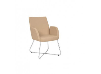 Design Stuhl Lehnstuhl Polster Stühle Luxus Textil Sessel Beige Burostuhl