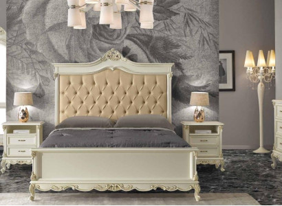 Italienische Barock Stil Möbel Schlafzimmer 5tlg. Set Bett Anrichte Nachttische