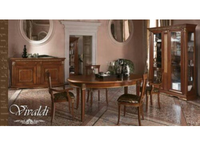 Esszimmer Garnitur Massivholz Barock Rokoko Tisch 4x Stühle Vitrine Kommode