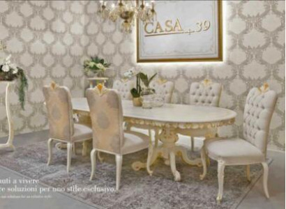 Italienische Möbel Massivholz Esszimmer 6x Stühle Lehn Stuhl Gruppe Garnitur