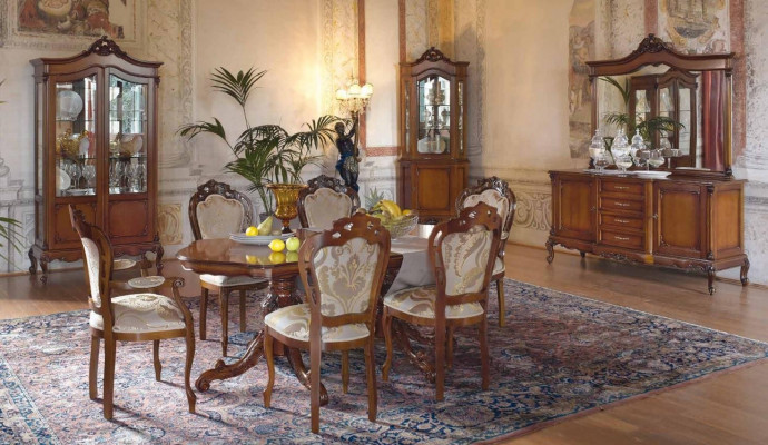 Edle Vitrine Antik Stil Barock Rokoko Wohnzimmer Klassisch Glas Schrank