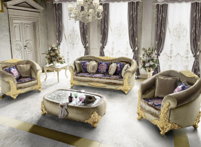 Sofa Polster 3 2 1 Sitzer Barock Holz 3tlg. Luxus Möbel Klassischer Sofagarnitur