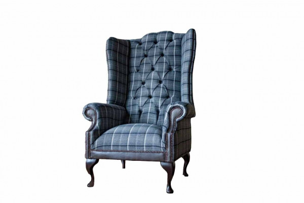 Ohrensessel Chesterfield Sessel Couch 1 Sitzer Sofa Textil Couchen Stoff