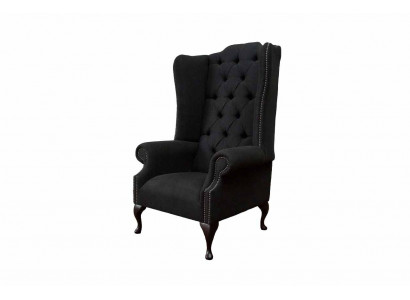 Ohrensessel Sessel Sitzer Schwarz Design Polster Chesterfield Textil Neu