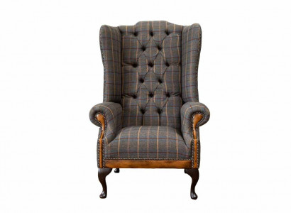 Chesterfield Sessel Couch Polster 1 Sitzer Textil Ohrensessel Polster