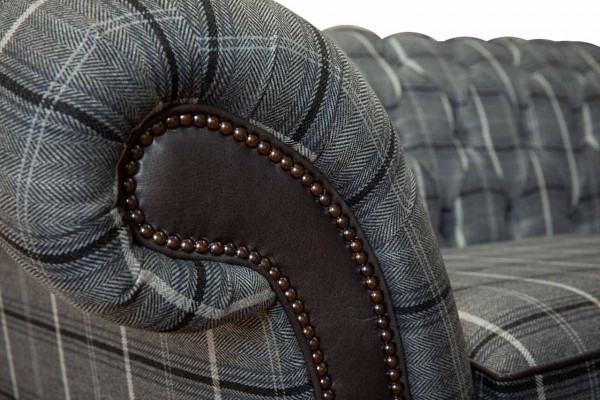 Sofa 3 Sitz Sofas Textil Couchen Design Möbel Dreisitzer Grau Chesterfield