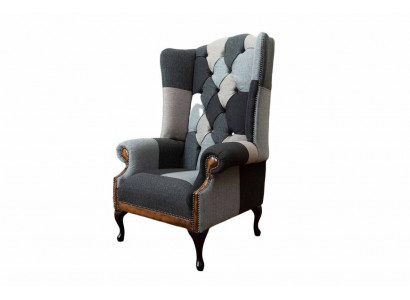 Chesterfield Ohrensessel Sessel 1 Sitzer Sofa Couch Polster Textil Neu