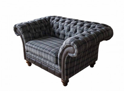 Chesterfield Sessel Couch 1 Sitzer Sofa Textil Stoff Couchen Polster Neu