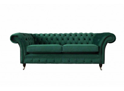Chesterfield 3 Sitzer Polster Couch Sofa Textil Modern Stil Stoff Neu
