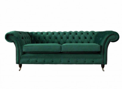 Chesterfield 3 Sitzer Polster Couch Sofa Textil Modern Stil Stoff Neu