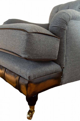 Sessel Ohrensessel Sitzer Stoff Luxus Wohnzimmer Klassisch Chesterfield