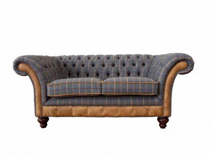 Chesterfield Sofa 2 Sitz Design Couch Dreisitzer Luxus Möbel Stil Textil Sofas