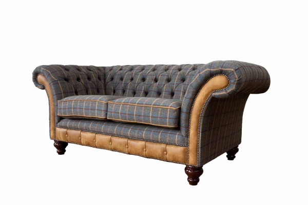 Chesterfield Sofa 2 Sitz Design Couch Dreisitzer Luxus Möbel Stil Textil Sofas
