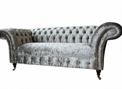 Chesterfield Design Sofa Couch 2 Sitzer Polster Grau Sofas Couchen Neu