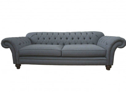 Sofa Luxus Textil Chesterfield Couch Sofas Polster 3 Sitzer Grau Design