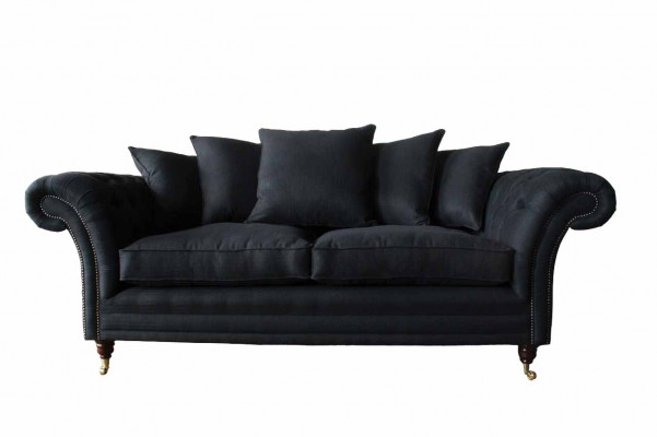 Sofa Textil Stoff 3 Sitzer Couch Designer Sitz Polster Schwarz xxl big