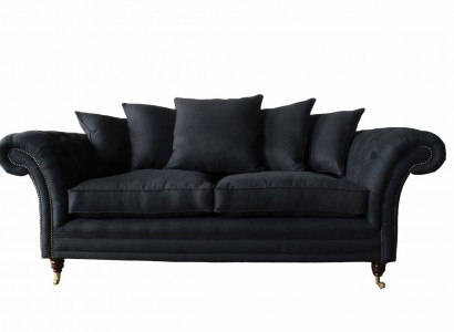 Sofa Textil Stoff 3 Sitzer Couch Designer Sitz Polster Schwarz xxl big