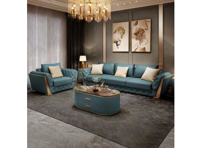 Sofa 3 Sitzer Wohnlandschaft Sofas Couch Polster Garnitur Stoff Modern Leder