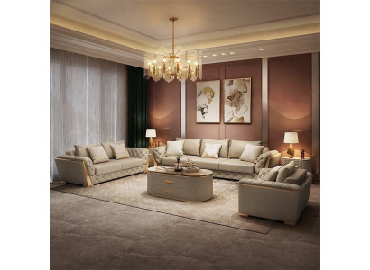 Design Wohnlandschaft Sofagarnitur 3+2 Sitzer Ledersofa Wohnzimmer