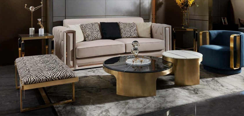 Hocker Zebra Wohnzimmer Edelstahl Neu Modern Design Möbel Luxus