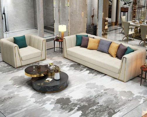 Ledersofa Sofa Couch Polster 321 Sitzer Couchtisch 2x Beistelltisch 6tlg. Neu
