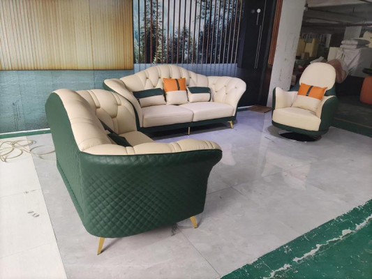 Chesterfield Garnitur Set Polster Möbel 3tlg. Garnituren Ledersofa Neu