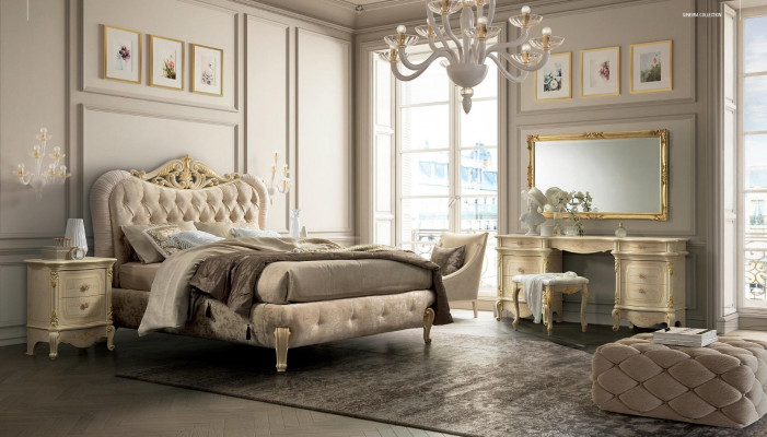 Luxus Chesterfield Bett Betten Polsterbett Doppel Italienisches Schlafzimmer Neu