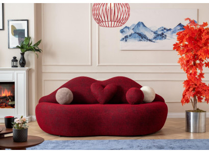 Lippen 3 Sitzer Designer Sofa Couch Polster Sofas Couchen Textil Rot