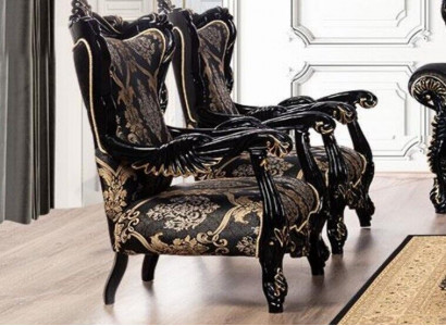 Sessel Ohrensessel Luxus Stoff Sitz Sitzer Design Polster Barock Textil Möbel