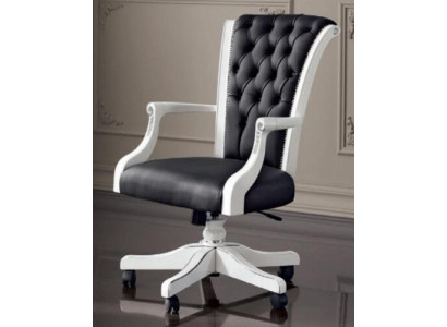 Bürostuhl Holz Chefsessel Chesterfield italienische Möbel Drehstuhl Sessel Stuhl