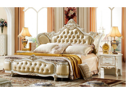 Betten Chesterfield Beige 180x200cm Schlafzimmer Bett Leder Neu