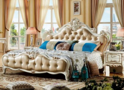 Barock Schlafzimmer 3tlg. Set Bett + 2x Konsolen Beistelltisch Betten