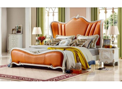 Orange Bett Schlafzimmer Betten 180x200 Luxus Hotel Doppelbett Möbel
