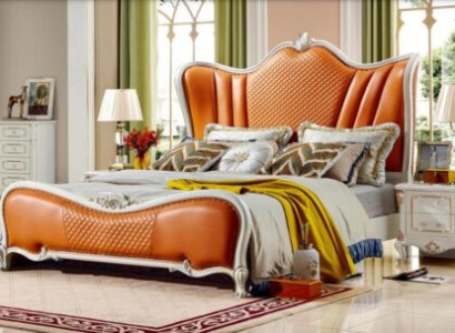 Orange Bett Schlafzimmer Betten 180x200 Luxus Hotel Doppelbett Möbel