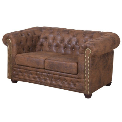 Chesterfield York Gobi 2 Sitzer Leder Couch Polster Sofas Couchen Neu