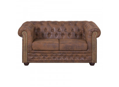 Chesterfield York Gobi 2 Sitzer Leder Couch Polster Sofas Couchen Neu