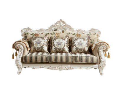Sofa 3 Sitzer Beige Elegantes Polster Stoff Wohnzimmer Klassische Design
