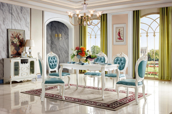Stuhl Blau Luxus Esszimmer Polster Leder Elegantes Stühle Klassische