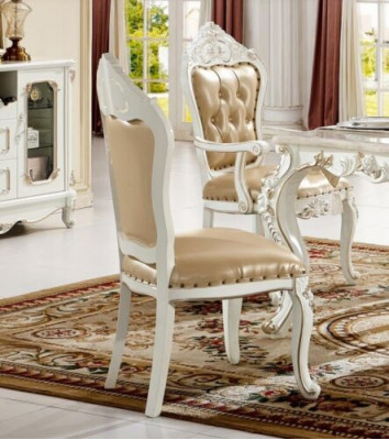 Klassischer Chesterfield Stuhl Esszimmer Sessel Beiger Lehnstuhl Einsitzer Barock-Stil