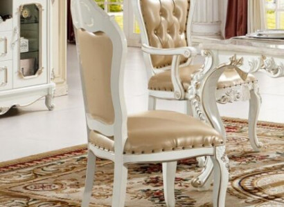 Klassischer Chesterfield Stuhl Esszimmer Sessel Beiger Lehnstuhl Einsitzer Barock-Stil