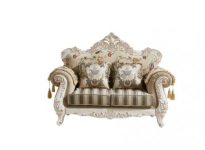 Sofa 2 Sitzer Beige Luxus Polster Stoff Wohnzimmer Klassische Couch