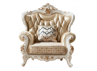 Sessel Beige Elegantes Design Leder Sessel Klassische Wohnzimmer Luxus