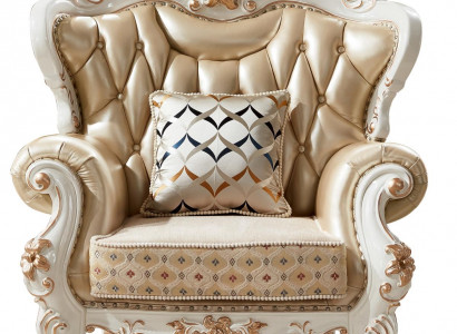 Sessel Beige Elegantes Design Leder Sessel Klassische Wohnzimmer Luxus