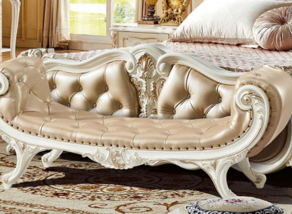 Bank Schlafzimmer Chaiselounge Hocker Ottomane Chesterfield Leder Neu