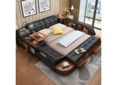 Betten Moderne Hotel Multifunktion Liege Doppel Luxus Design Leder Bett