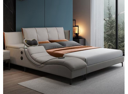 Multifunktion Doppel Luxus Design Leder Bett Polster Betten Hotel Sound Neu