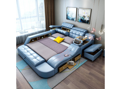 Design Bett XXL Big Leder Hotel Polster 180x200 Multifunktion Regal Betten